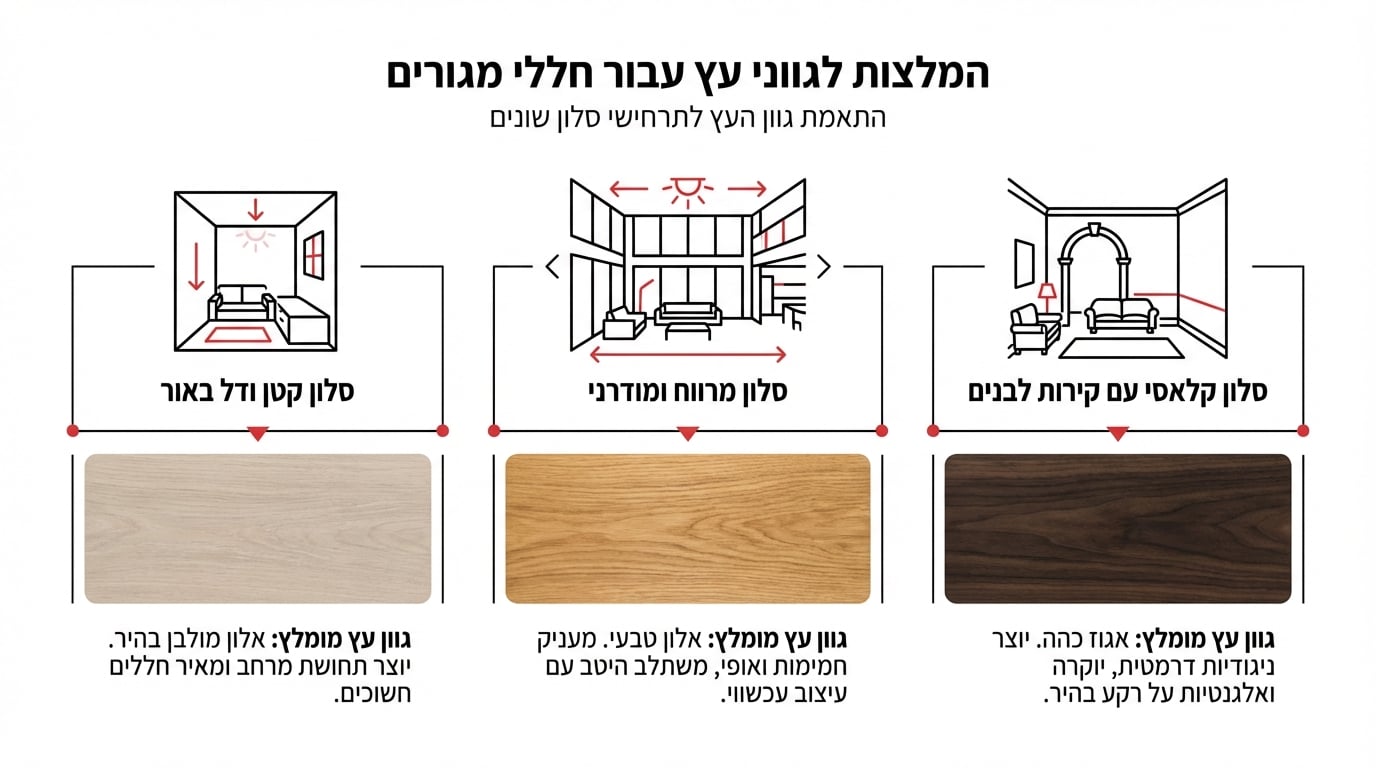 בחירת גוון עץ לסלון - סלון מעוצב עם ריהוט עץ מלא