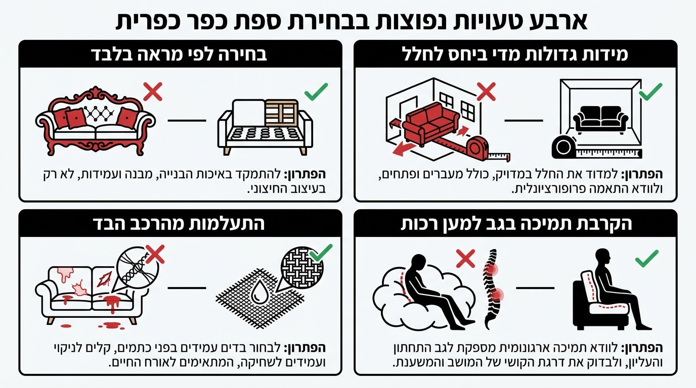 ספה כפרית בסגנון פרובנס בסלון מעוצב עם בדים טבעיים וגוונים בהירים