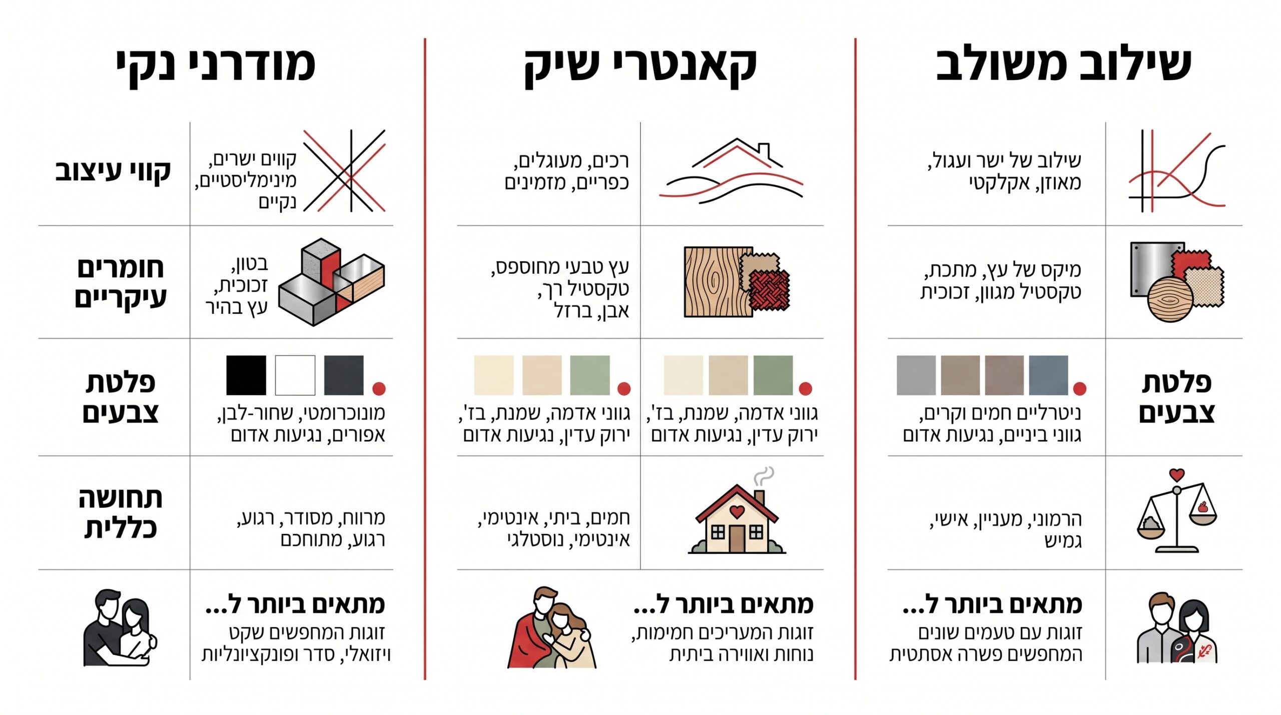 השוואה בין סגנונות עיצוב לחדר שינה זוגי – מודרני, כפרי ושילוב