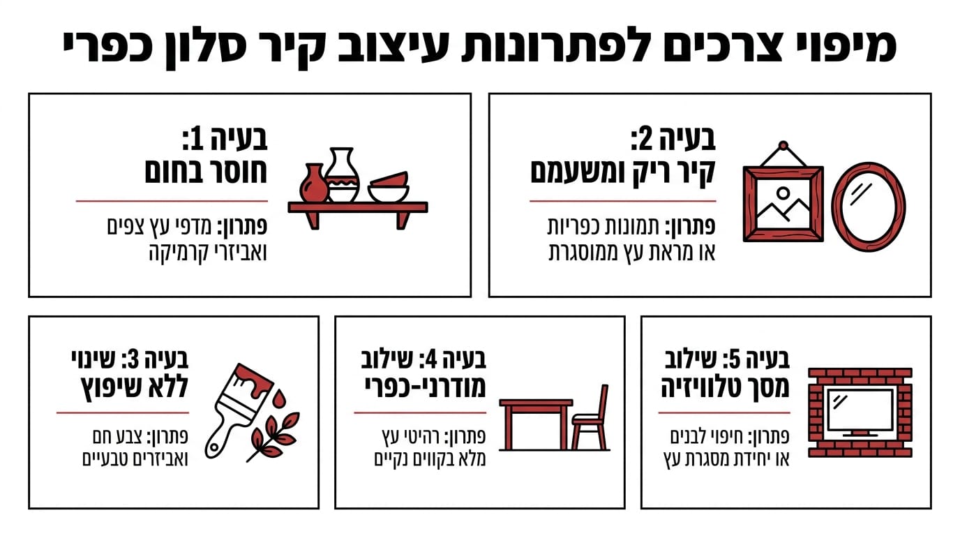 מיפוי צרכים עיצוביים לקירות סלון כפרי מודרני