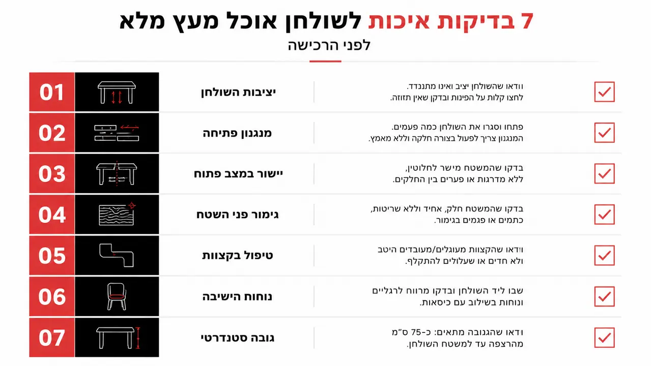 שבע בדיקות מקצועיות לפני הזמנת שולחן אבירים