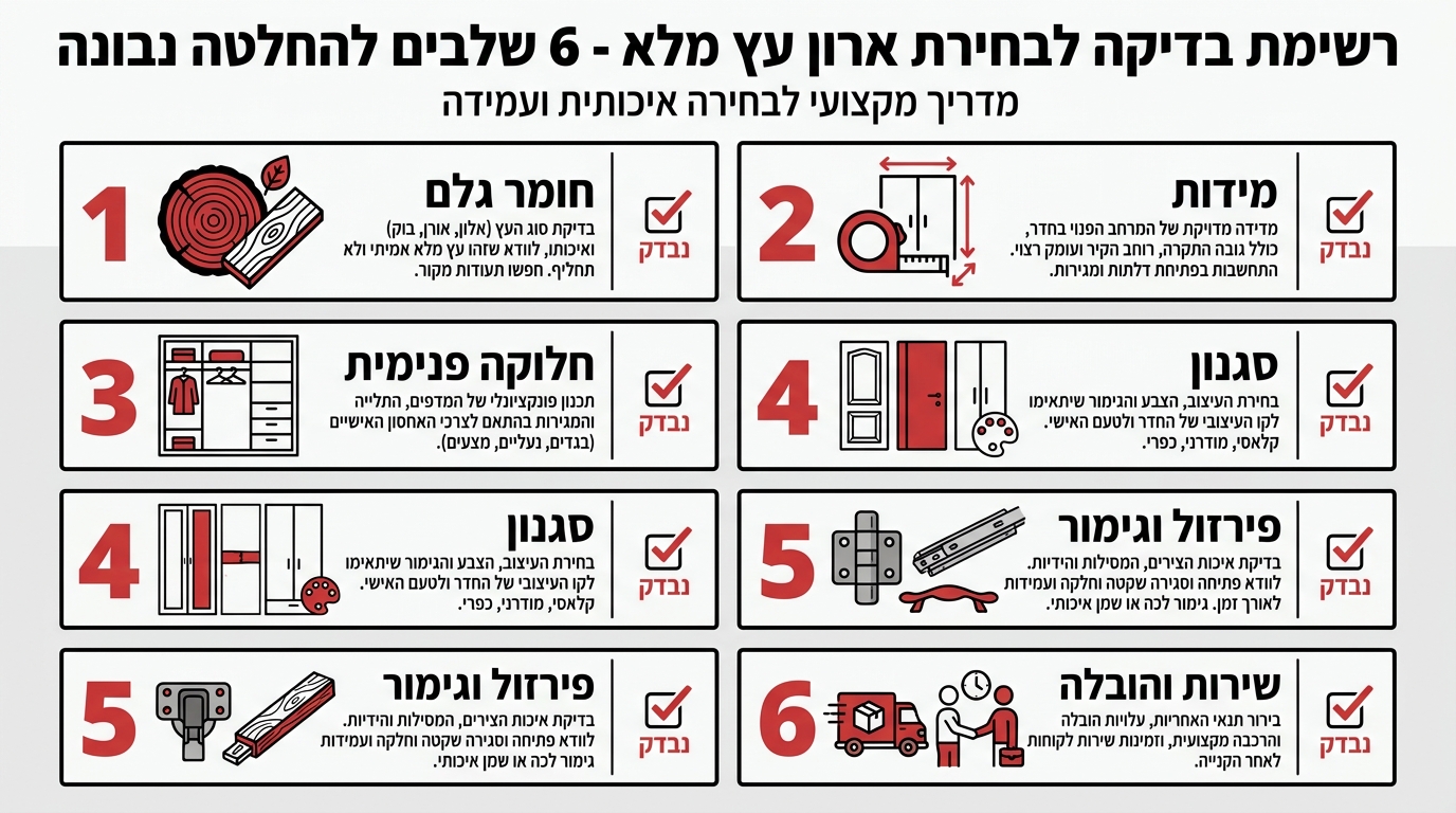 צ'ק ליסט לבחירת מידות ארון בגדים מעץ מלא