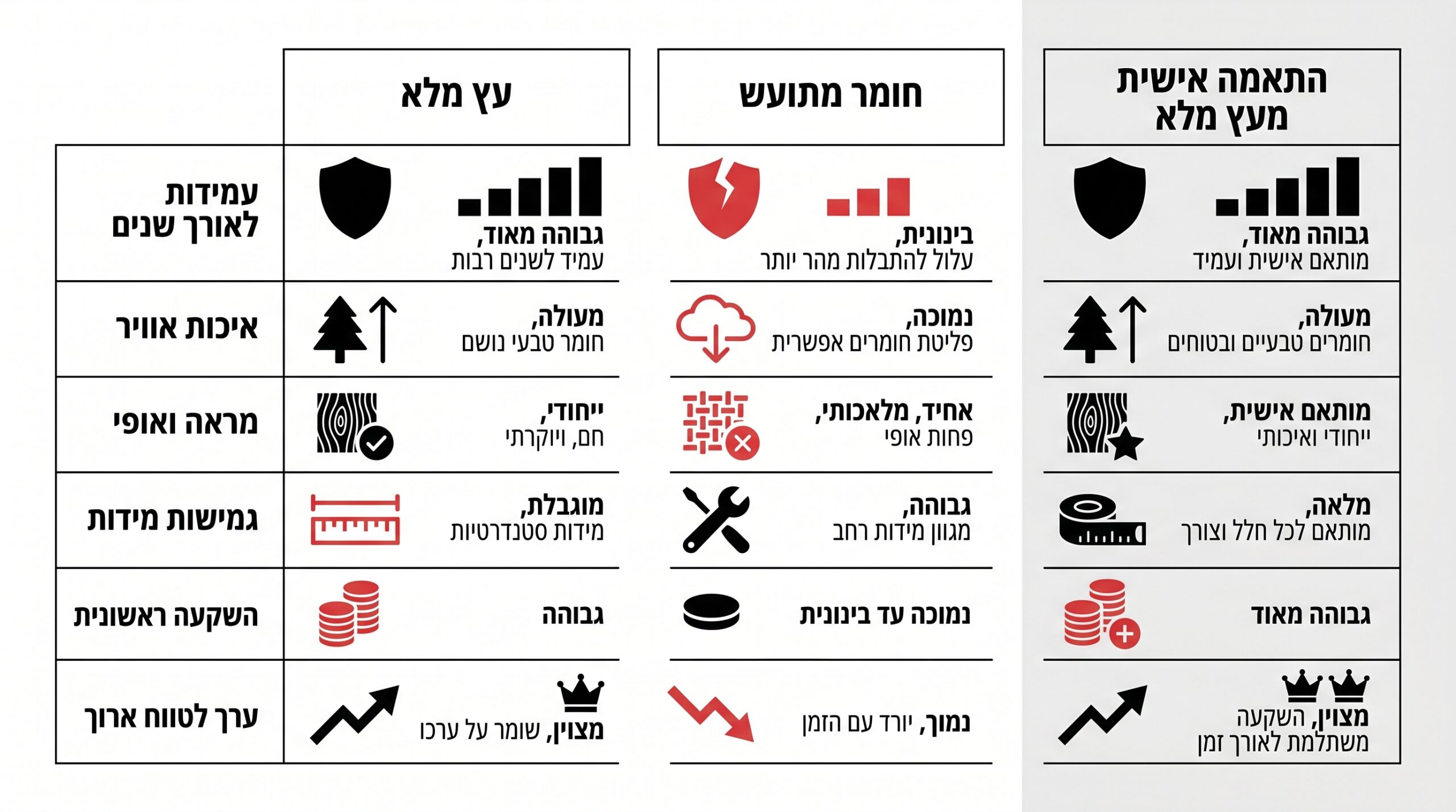 השוואה בין ארון בגדים מעץ מלא לארון מחומר מתועש