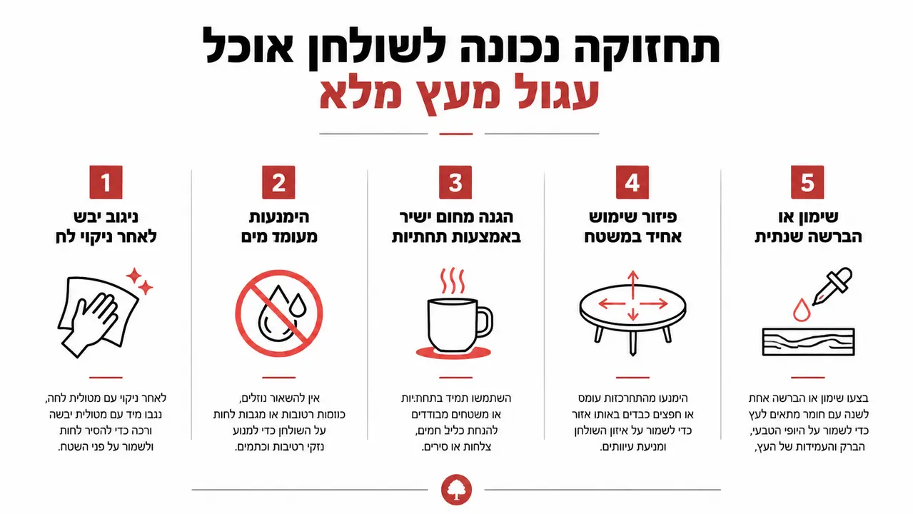 טיפים לתחזוקת שולחן עץ עגול